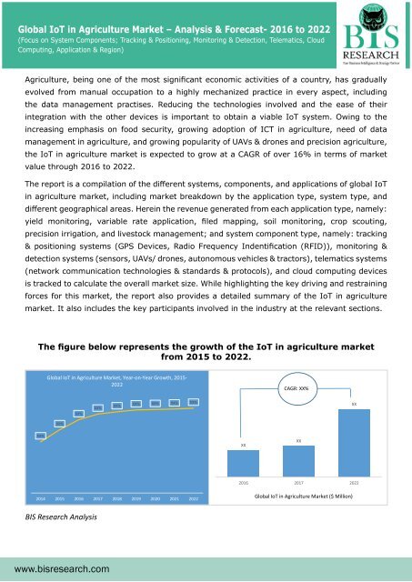 Global IoT in Agriculture Market – Analysis & Forecast- 2016 to 2022 