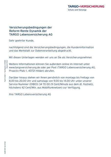Reform Rente Dynamik Targo Versicherungen