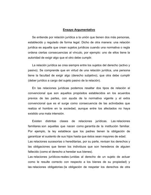 Ejemplo De Ensayo Argumentativo Con Sus Partes Ejemplo Sencillo