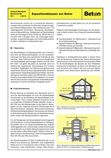 Zement-Merkblatt Expostionsklassen - Beton.org