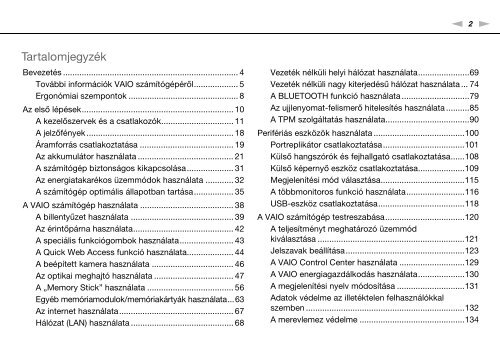 Sony VPCSA3V9E - VPCSA3V9E Mode d'emploi Hongrois