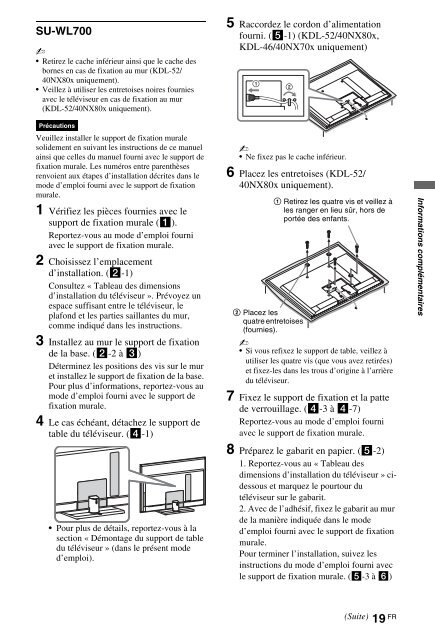 Sony KDL-46NX715 - KDL-46NX715 Mode d'emploi Fran&ccedil;ais