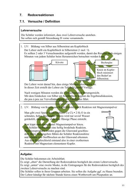 7. Redoxreaktionen 7.1. Versuche / Definition - Adler Verlag Holberg ...