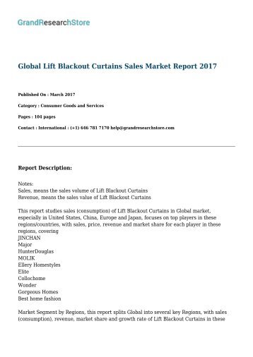 Global Lift Blackout Curtains Sales Market Report 2017
