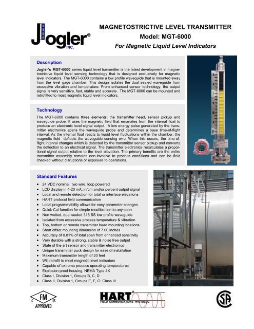 magnetostrictive level transmitter mgt-6000 - Liquid Level Gauges