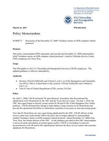 Policy Memorandum