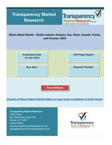 Silicon Metal Market - Global Industry Analysis, Size, Share, Growth, Trends and Forecast  2024