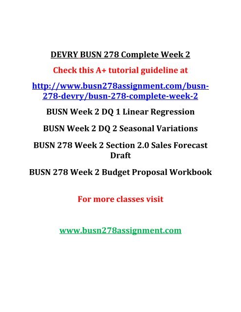 DEVRY BUSN 278 Complete Week 2