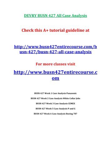 DEVRY BUSN 427 All Case Analysis