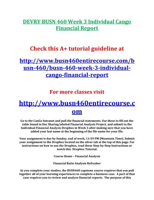 Week 1 financial statement review home financial statement analysis example