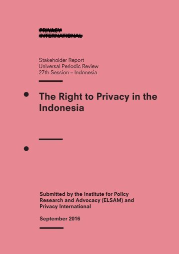 The Right to Privacy in the Indonesia
