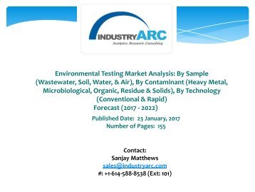 Environmental Testing Market Will Help WHO Prevent 1.7 Million Children Under Five From Dying Every Year