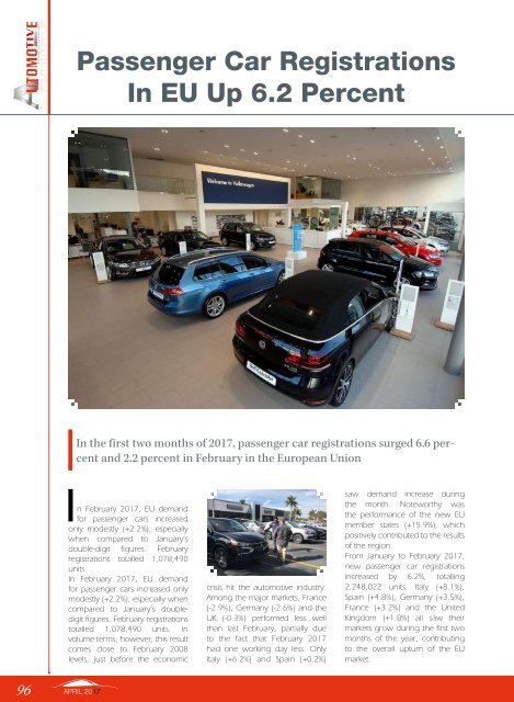 Automotive Exports  – April 2017