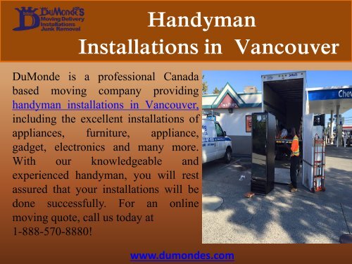 Handyman Installations in  Vancouver| DuMonde Moving