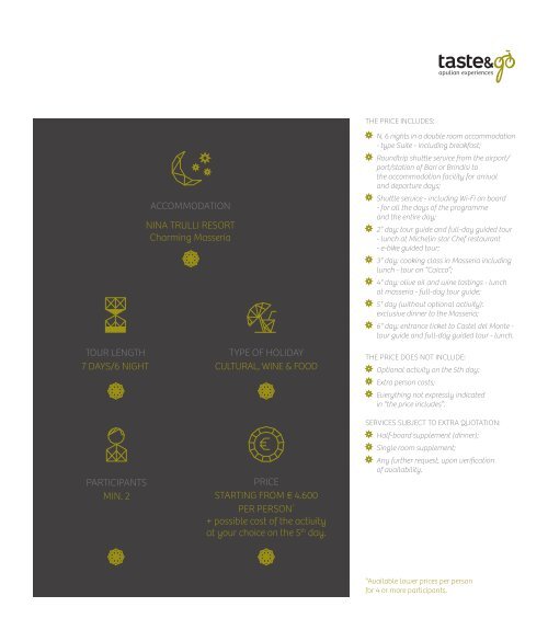 Taste&Go - Brochure Luxury trip in Puglia - EN