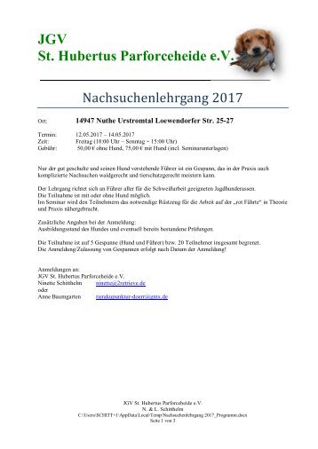 Nachsuchenlehrgang 2017_Programm