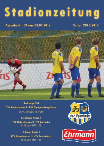 20170408 Stadionzeitung TSV Babenhausen - BSK Olympia Neugablonz