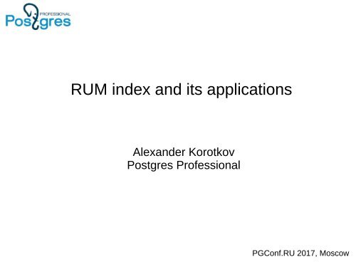 RUM index and its applications