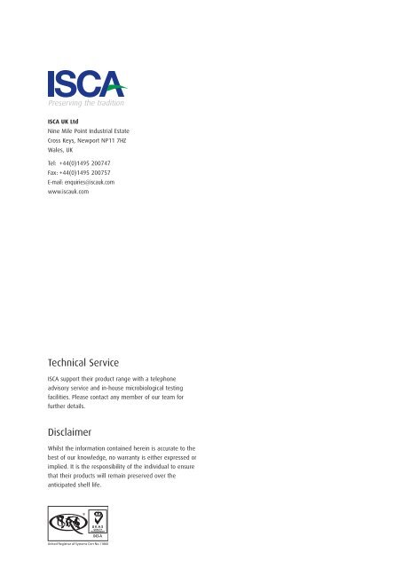 ISCAGUARD ® Preservatives for Personal Care - ISCA UK Ltd