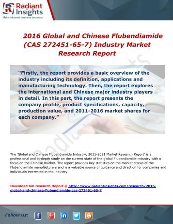 Global and Chinese Flubendiamide Size, Growth and Forecast To 2016