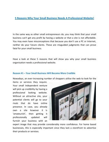 5 Reasons Why Your Small Business Needs A Professional Website