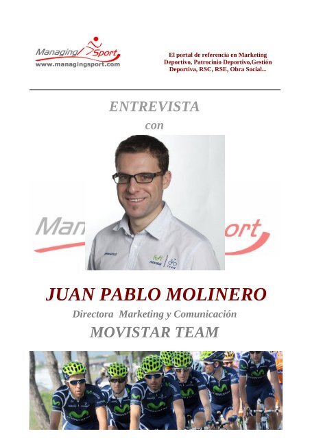 ENTREVISTA con JUAN PABLO MOLINERO ... - ManagingSport