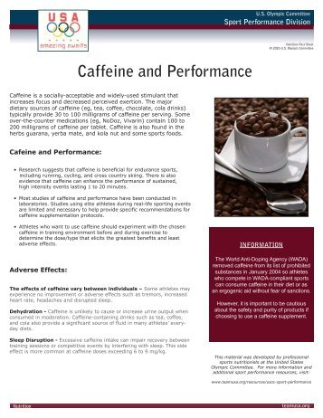 Caffeine and Performance - United States Olympic Committee