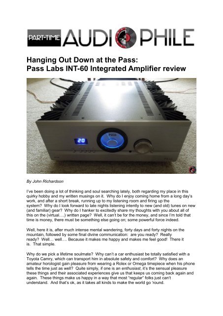 Pass Labs INT-60 Integrated Amplifier review