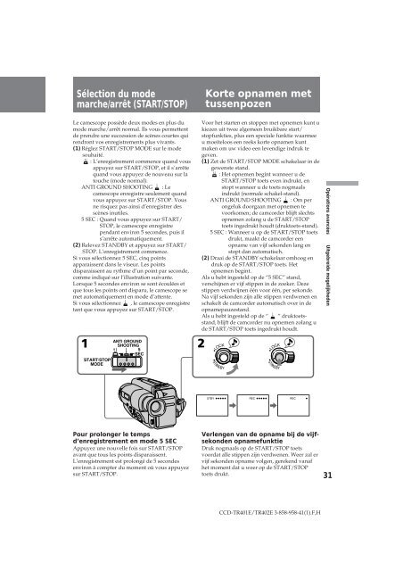 Sony CCD-TR401E - CCD-TR401E Consignes d&rsquo;utilisation N&eacute;erlandais