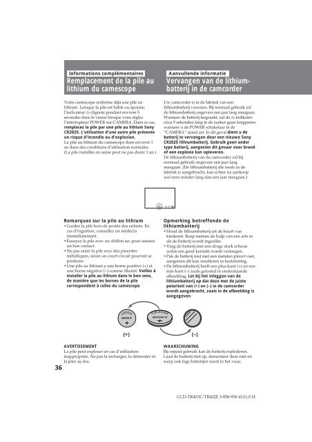 Sony CCD-TR401E - CCD-TR401E Consignes d&rsquo;utilisation N&eacute;erlandais