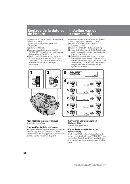 Sony CCD-TR401E - CCD-TR401E Consignes d&rsquo;utilisation N&eacute;erlandais