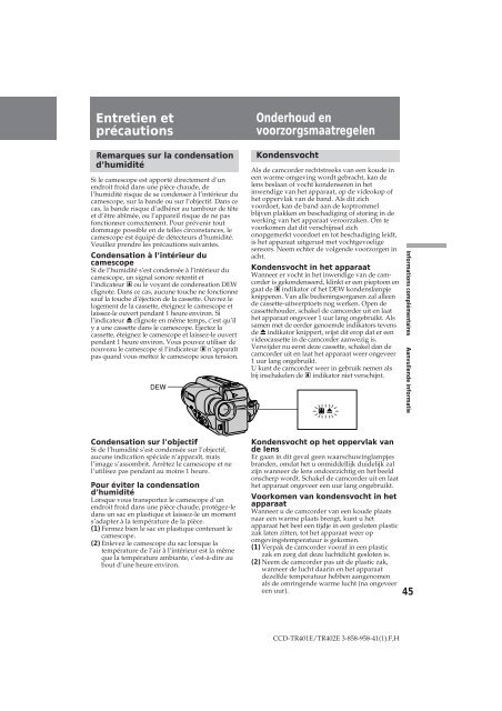 Sony CCD-TR401E - CCD-TR401E Consignes d&rsquo;utilisation N&eacute;erlandais