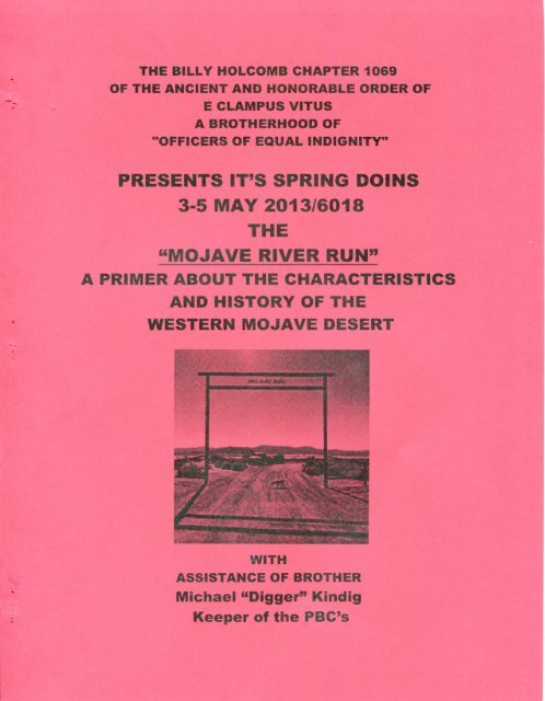 6018-2013 Spring Clampout Mojave River Run History