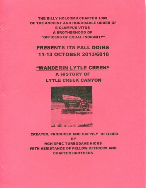 6018-2013 Fall Clampout Wanderin Lytle Creek History