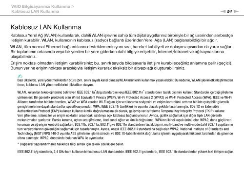 Sony VGN-FW41E - VGN-FW41E Mode d'emploi Turc