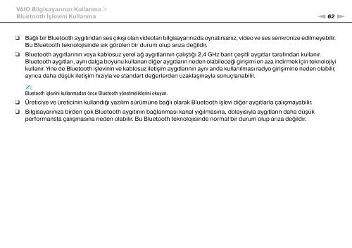 Sony VGN-FW41E - VGN-FW41E Mode d'emploi Turc