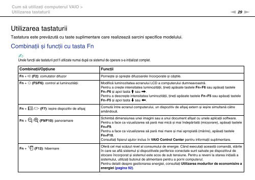 Sony VGN-FW41E - VGN-FW41E Mode d'emploi Roumain