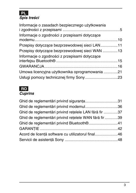 Sony VGN-FW41E - VGN-FW41E Documents de garantie Polonais