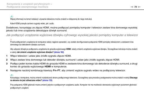 Sony VGN-FW41E - VGN-FW41E Mode d'emploi Polonais