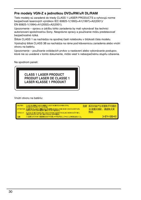 Sony VGN-FW41E - VGN-FW41E Documents de garantie Tch&egrave;que