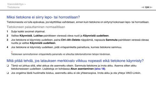 Sony VGN-FW41E - VGN-FW41E Mode d'emploi Finlandais