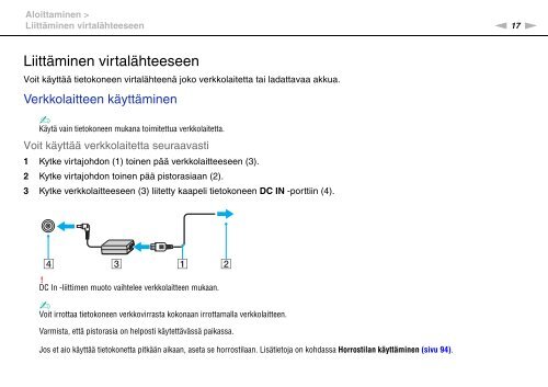 Sony VGN-FW41E - VGN-FW41E Mode d'emploi Finlandais