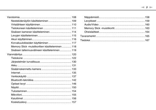 Sony VGN-FW41E - VGN-FW41E Mode d'emploi Finlandais