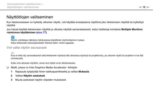 Sony VGN-FW41E - VGN-FW41E Mode d'emploi Finlandais