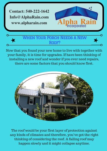 When Your Porch Needs a New Roof?