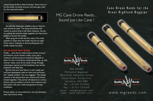 MG Cane Drone Reeds... Sound Just Like Cane ! - Kilts & More