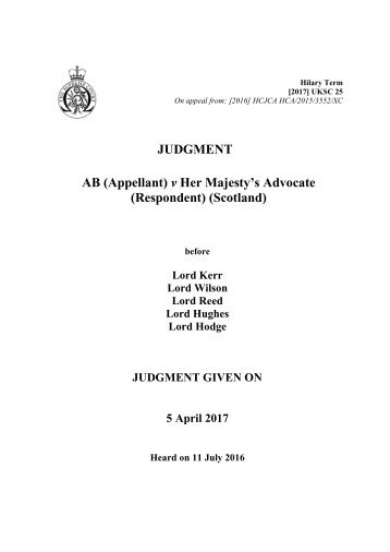 JUDGMENT AB (Appellant) v Her Majesty’s Advocate (Respondent) (Scotland)