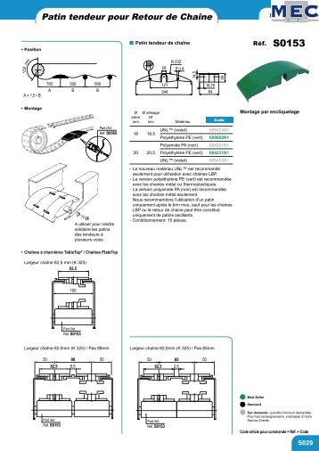 Guide à rouleaux pour retour de chaine