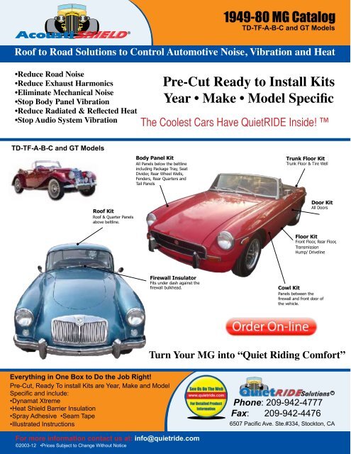 1949 80 Mg Catalog Pre Cut Ready To Install Kits Year Make