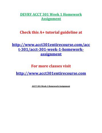 DEVRY ACCT 301 Week 1 Homework Assignment